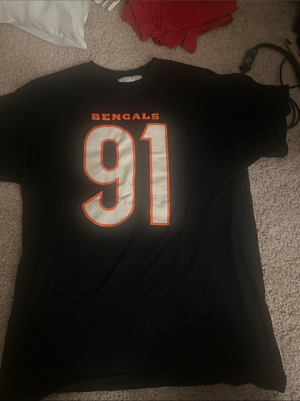 NFL Black Kids Tee with Orange & White 91 Bengals Graphic